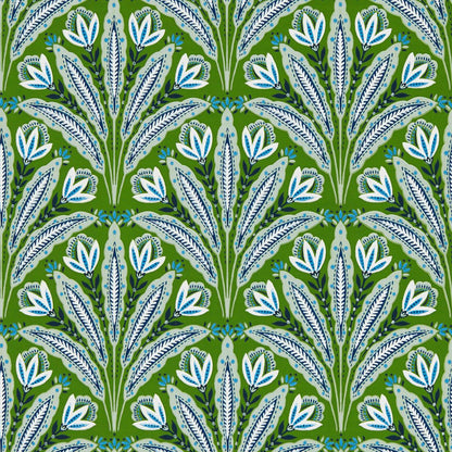 Attingham Wallpaper - Cobalt/Green - Clarke & Clarke - W0193/01 - Premier Wallcovering