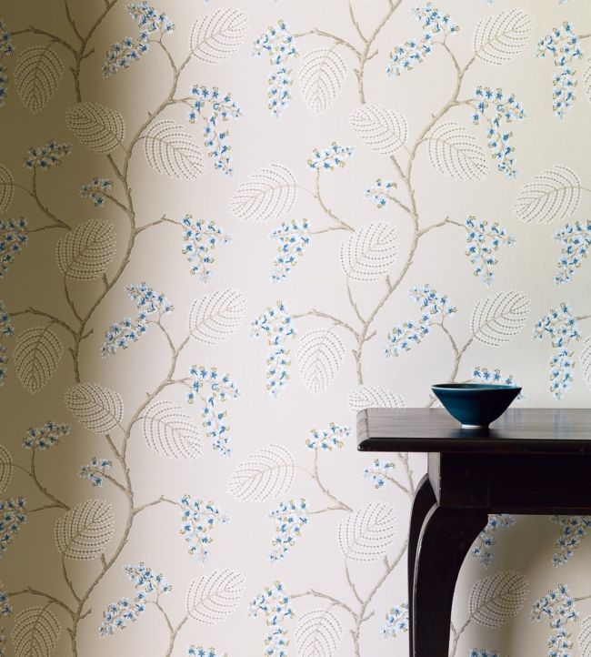 Atwood Wallpaper - Blue/Beige - Colefax & Fowler - 07141/06 - Premier Wallcovering