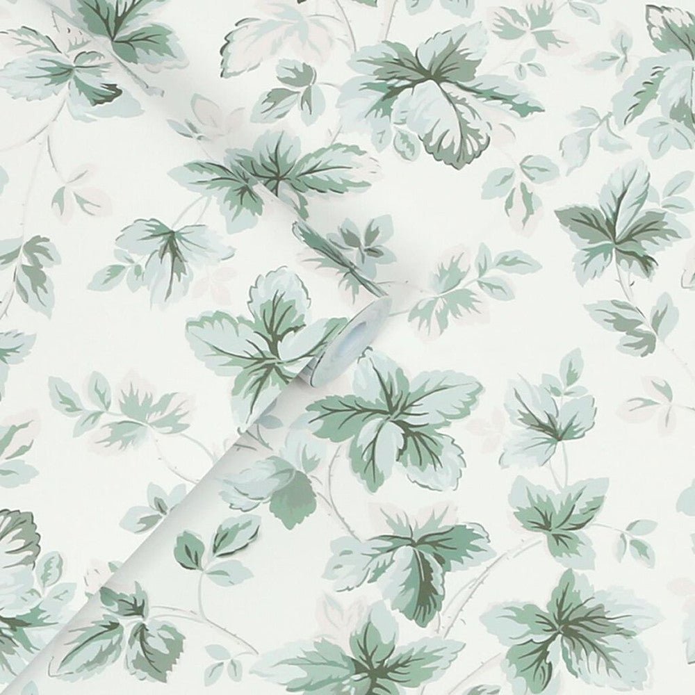 Autumn Leaves Wallpaper - Sage Green - Laura Ashley - 118482 - Premier Wallcovering