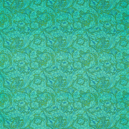 Bachelors Button Fabric - Olive/Turquoise - Morris & Co - 226840 - Premier Wallcovering