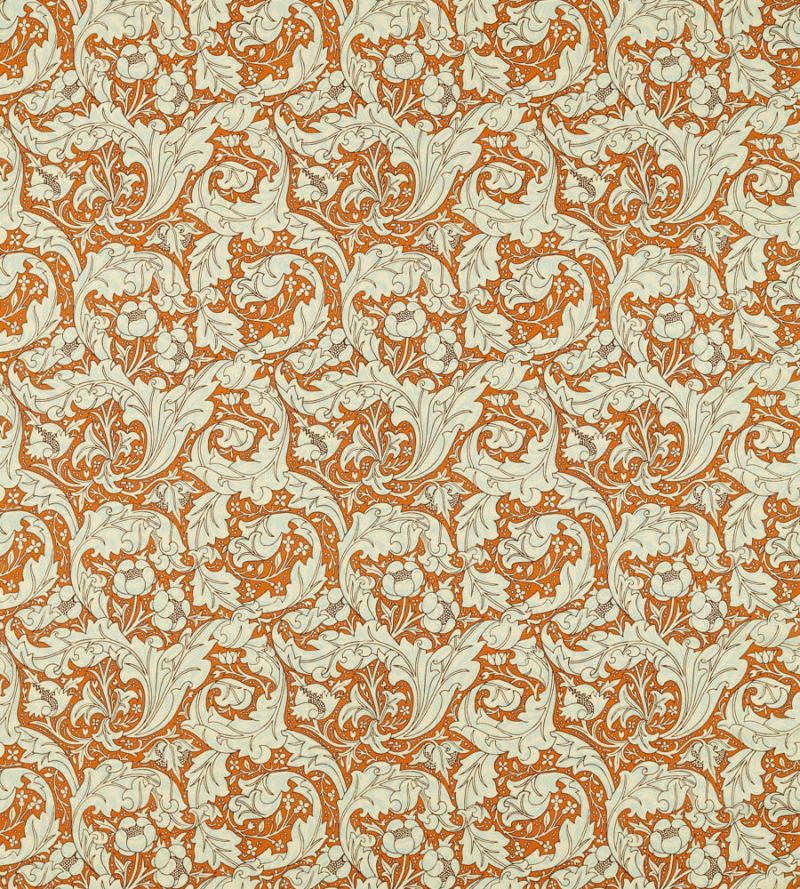 Bachelors Button Fabric - Burnt Orange/Sky - Morris & Co - 226987 - Premier Wallcovering