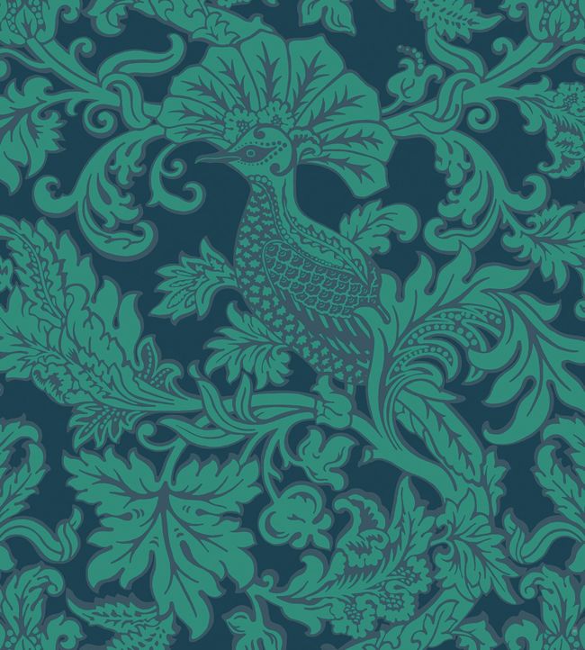 Balabina Wallpaper - Teal on Midnight - 108/1005 - Cole & Son - Premier Wallcovering