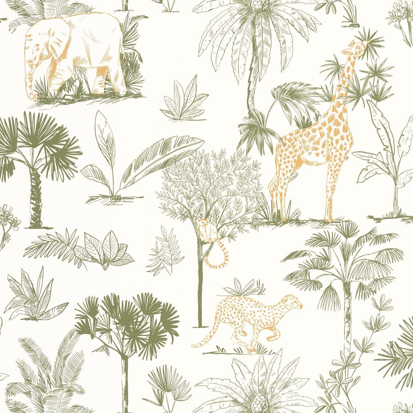 Balade Dans La Savane Wallpaper - Vert - Caselio - 105737007