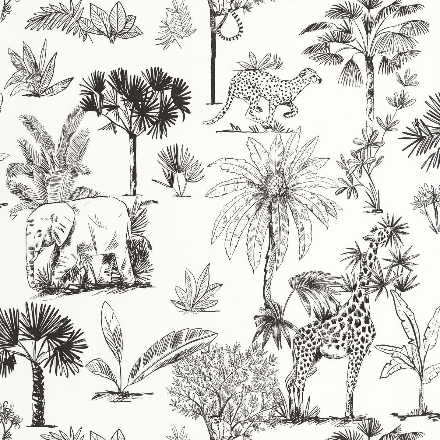 Balade Dans La Savane Wallpaper - Noir Et Blanc - Caselio - 105739090