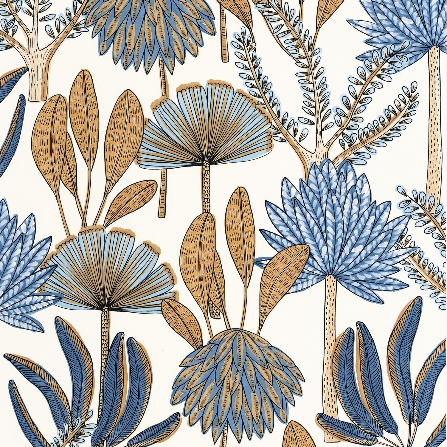 Bali Wallpaper - Bleu Orange - Caselio - 104930637