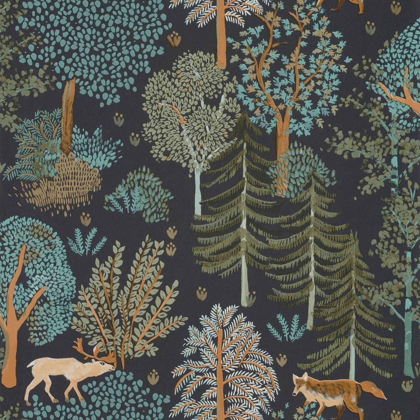 Ballad Wallpaper - Kaki Fond Noir - Caselio - 102937940