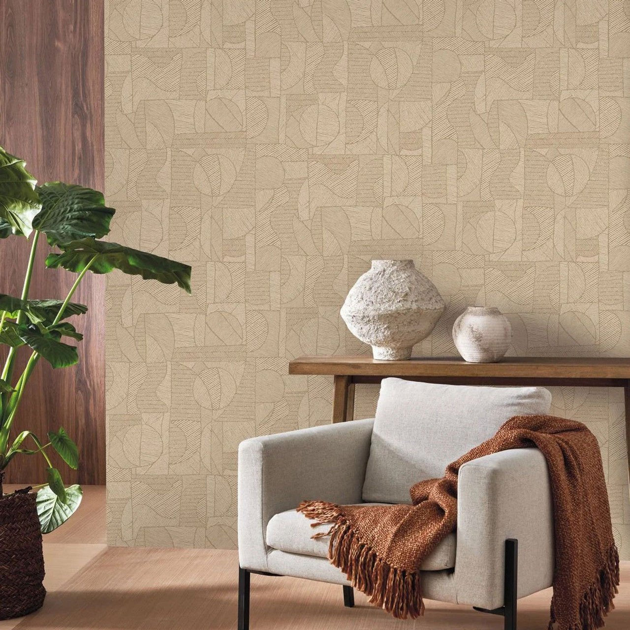 Baman Matera Wallpaper - Beige Lin - Casadeco - 201161373 - Premier Wallcovering