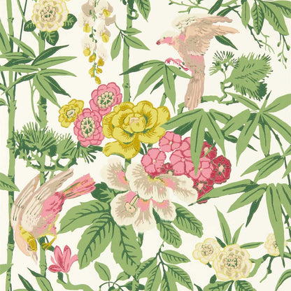 Bamboo & Birds Wallpaper - Scallion Green - DWAW217130 - Sanderson