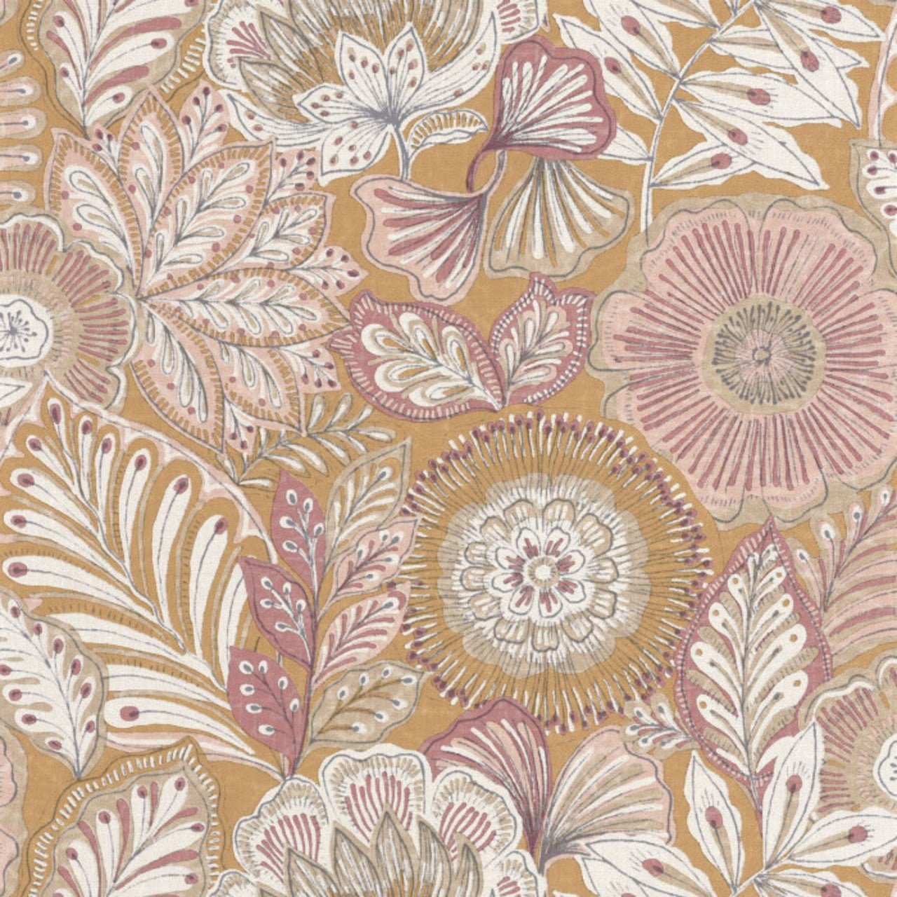 Batik Bali Wallpaper - Jaune Safran - Casadeco - 88152415 - Premier Wallcovering