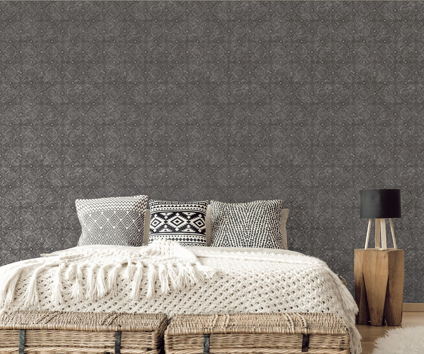 Bazaar Moroccan Print Wallpaper - Silver / Taupe - Galerie - G78316 - Premier Wallcovering