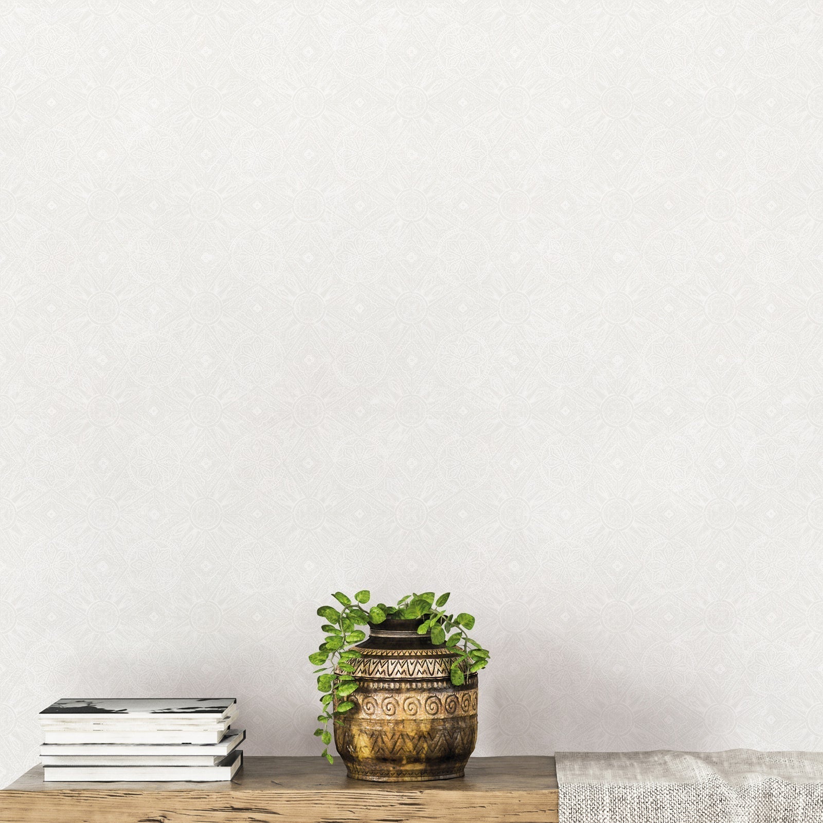 Bazaar Moroccan Print Wallpaper - Pearl / Beige - Galerie - G78318 - Premier Wallcovering