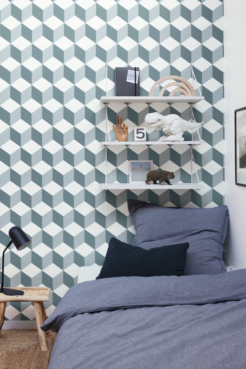 Be Happy Wallpaper - Bleu Canard - Caselio - 103326069