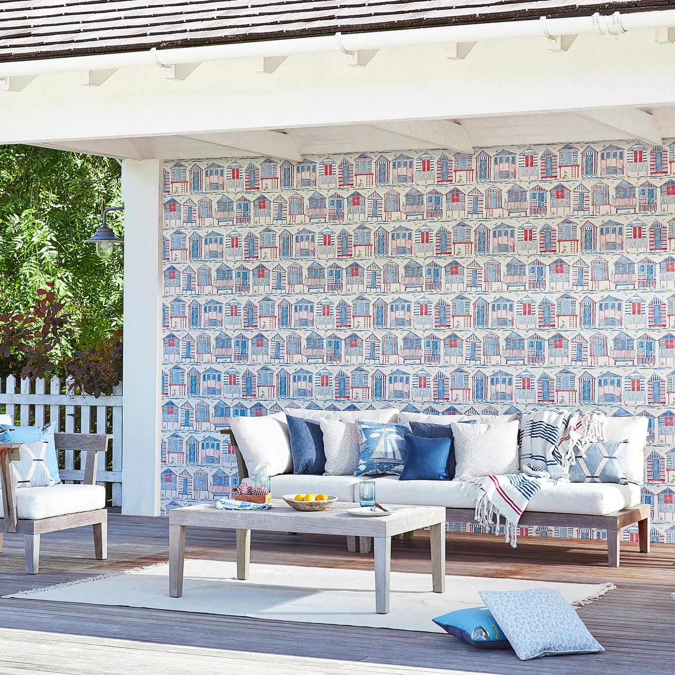 Beach Huts Wallpaper - Marine - Sanderson - DCOA216560