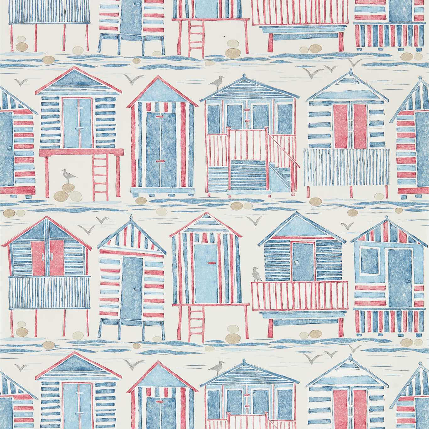 Beach Huts Wallpaper - Nautical - Sanderson - DCOA216559