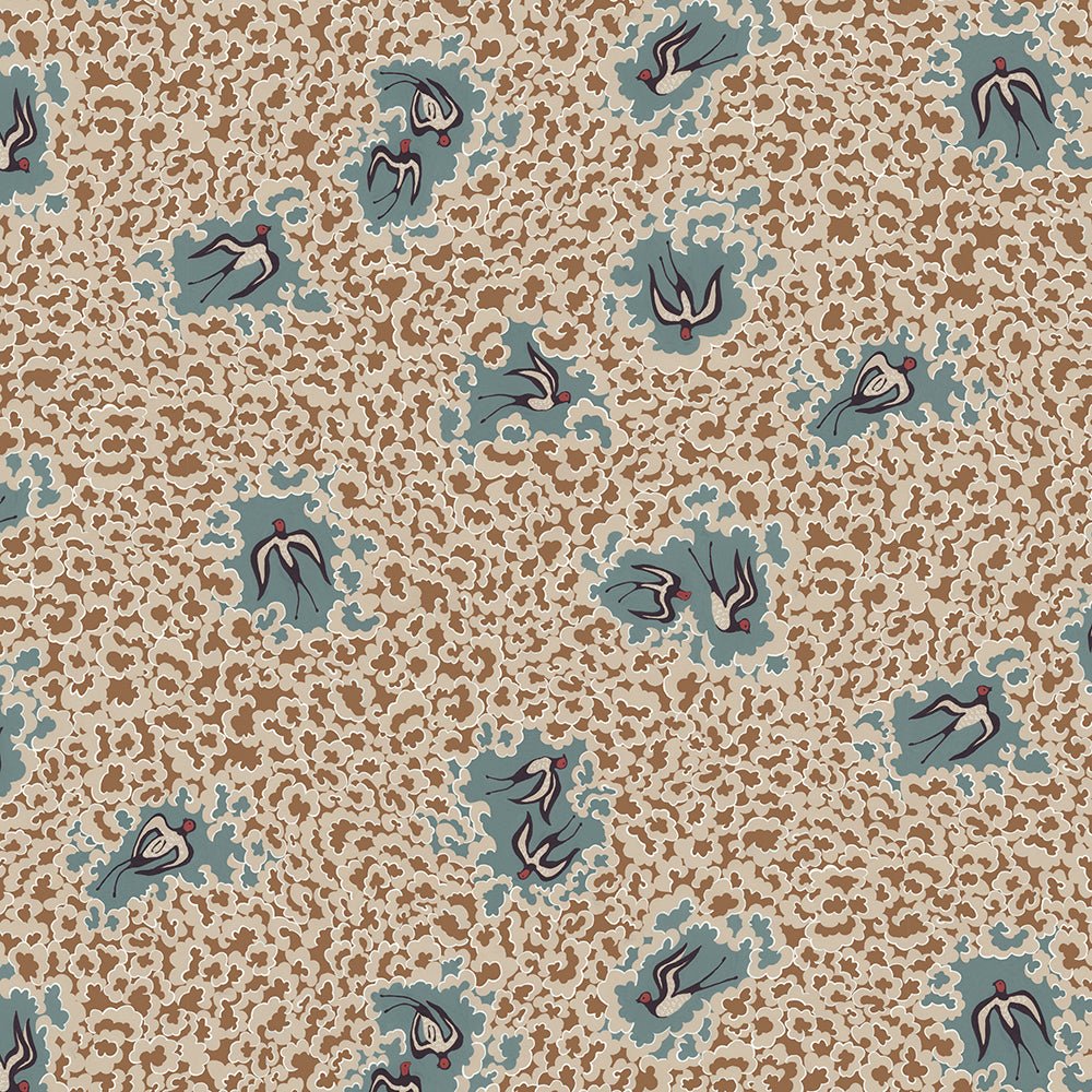 Bea's Swallows Wallpaper - Alma and Osney Blue - Josephine Munsey - JMW-102001 - Premier Wallcovering