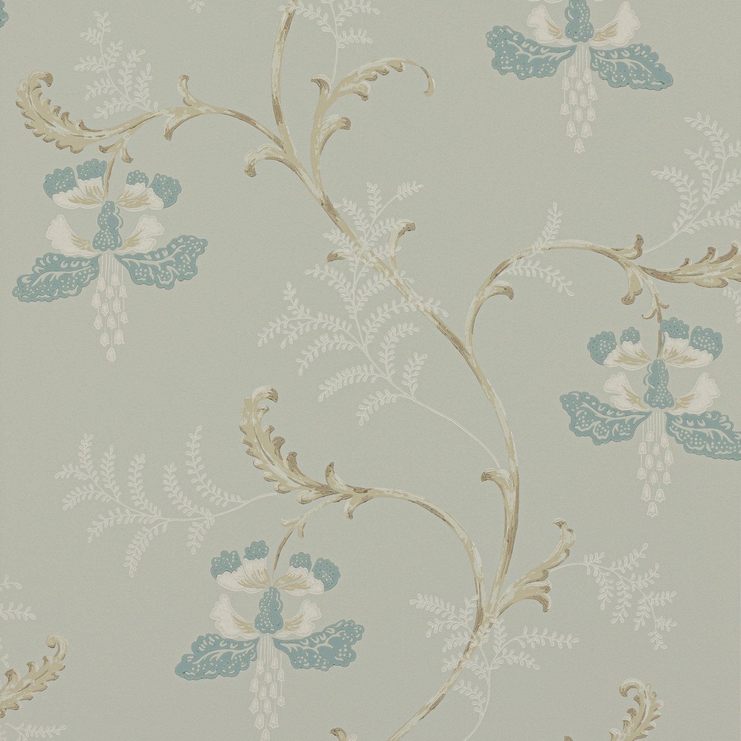 Bellflower Wallpaper - Aqua - Colefax & Fowler - 07127/03 - Premier Wallcovering