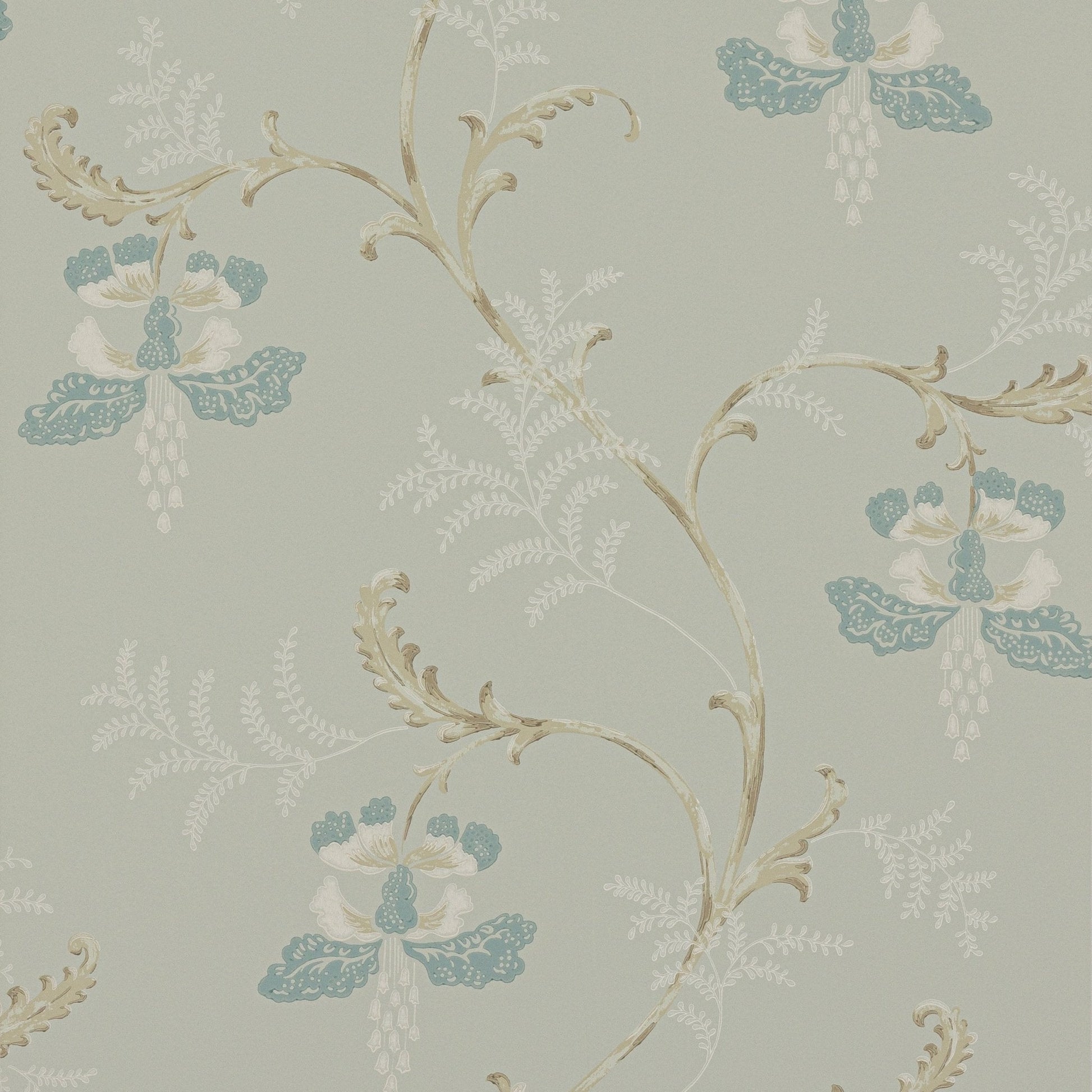 Bellflower Wallpaper - Aqua - Colefax & Fowler - 07127/03 - Premier Wallcovering