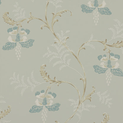 Bellflower Wallpaper - Aqua - Colefax & Fowler - 07127/03 - Premier Wallcovering