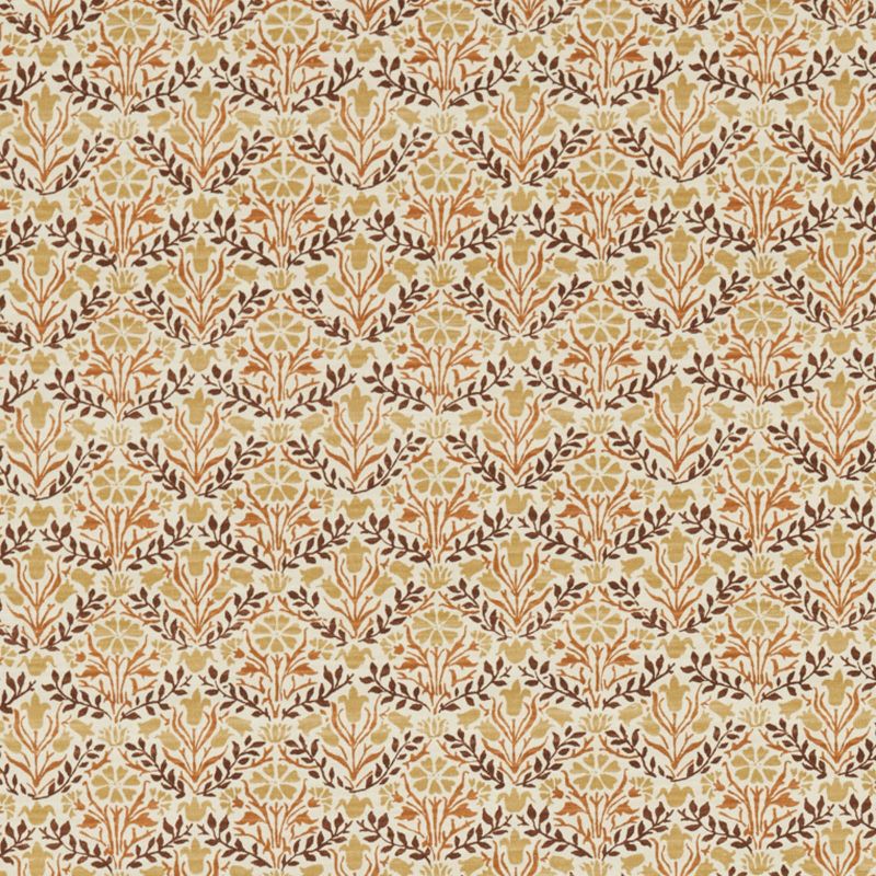 Bellflowers Fabric - Chocolate/Tan - Morris & Co - 227252 - Premier Wallcovering