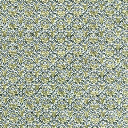 Bellflowers Weave Outdoor Fabric - Sky Blue/Forest - Morris & Co - 237559 - Premier Wallcovering