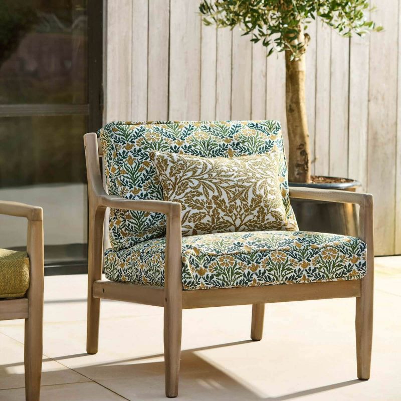 Bellflowers Weave Outdoor Fabric - Sky Blue/Forest - Morris & Co - 237559 - Premier Wallcovering