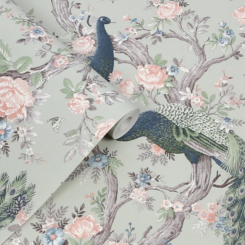 Belvedere Wallpaper - Sage Green - Laura Ashley - 130113 - Premier Wallcovering