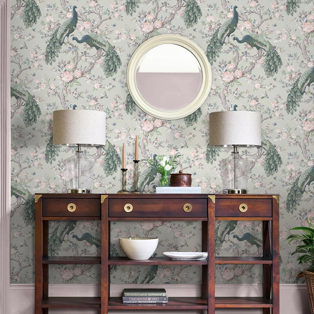 Belvedere Wallpaper - Sage Green - Laura Ashley - 130113 - Premier Wallcovering