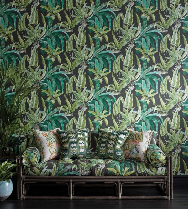 Benmore Wallpaper - Green/ Ivory - Nina Campbell - NCW4393 - 02 - Premier Wallcovering