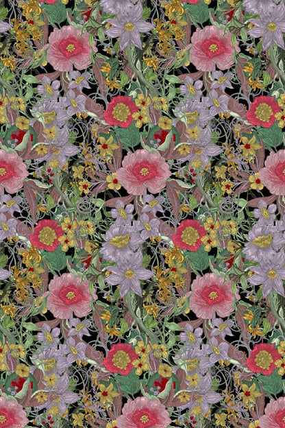 Berkeley Blooms Wallpaper - Midnight - Timorous Beasties - DWN/BERK/ENW/01 - Premier Wallcovering