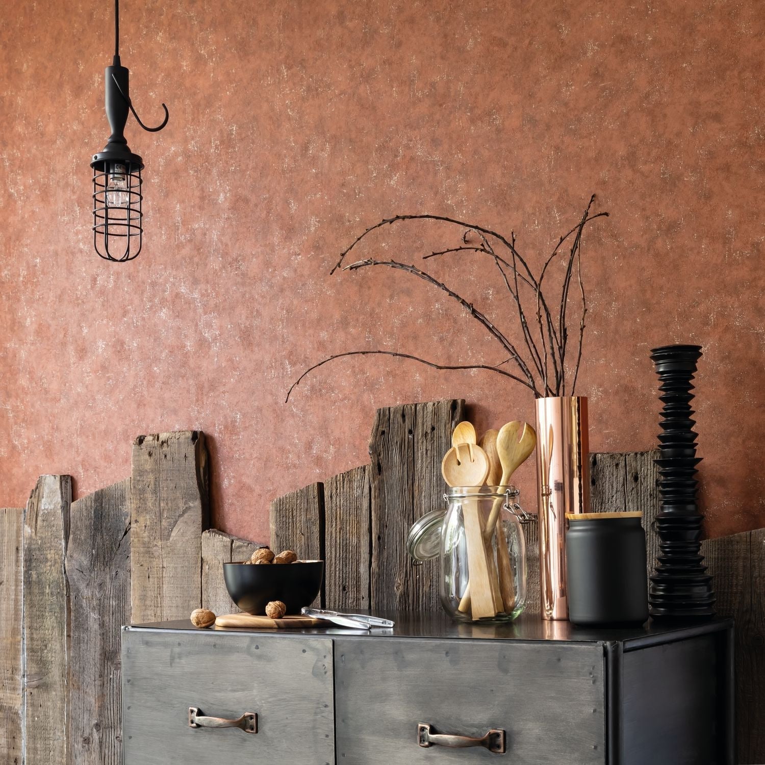 Beton Uni Wallpaper - Rouille Cuivre - Caselio - 101493120