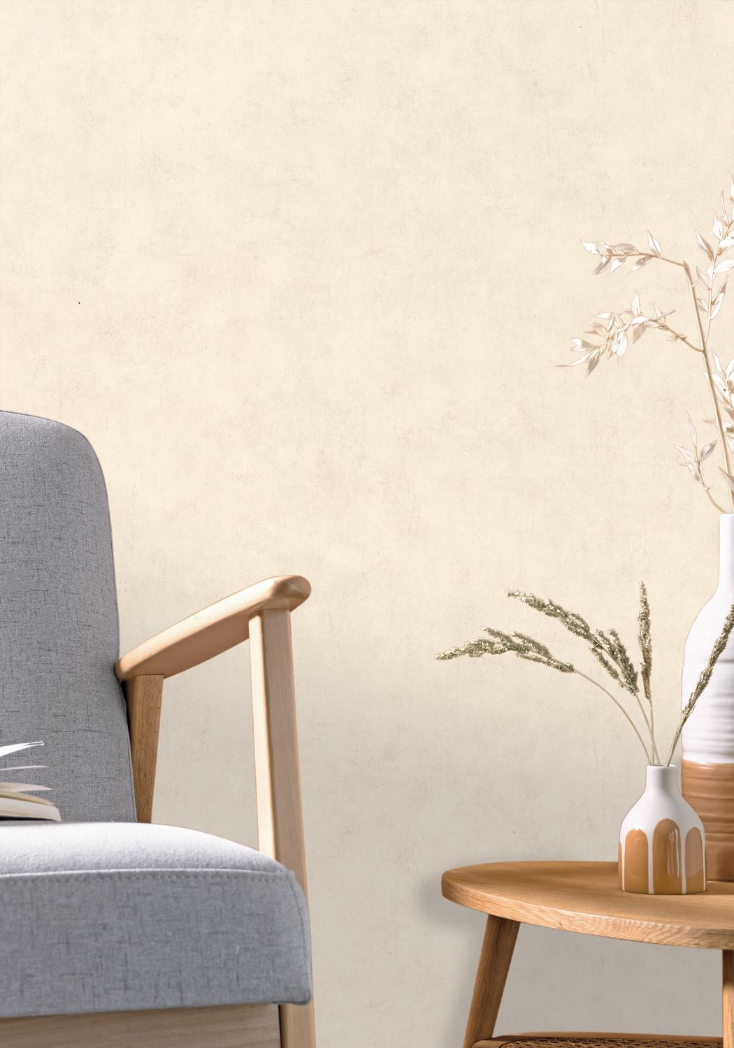 Beton Uni Wallpaper - Blanc Beige - Caselio - 101480010