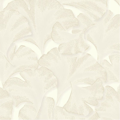 Biloba Ginkgo Wallpaper - Blanc Neige - Casadeco - 86240101 - Premier Wallcovering