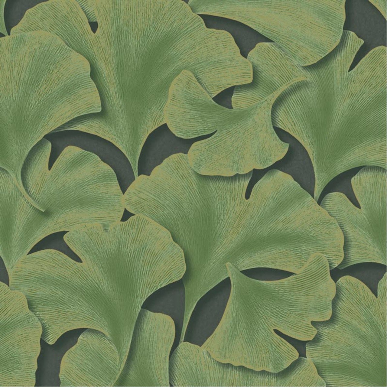 Biloba Ginkgo Wallpaper - Vert Chlorophylle - Casadeco - 86247431 - Premier Wallcovering