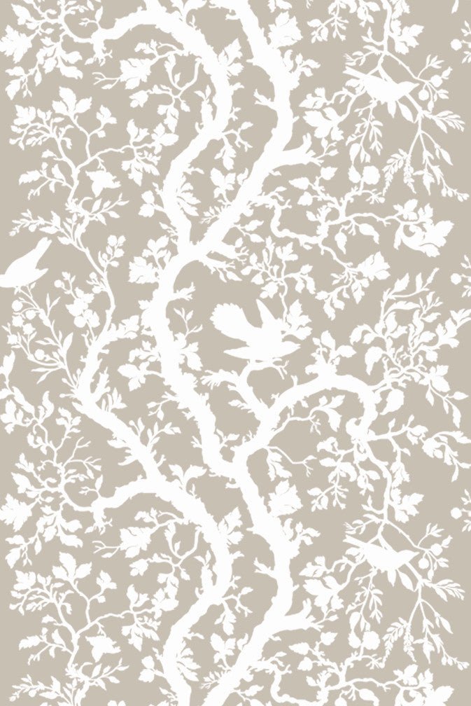 Birdbranch Fabric - White - Timorous Beasties - BB/1614/01 - Premier Wallcovering