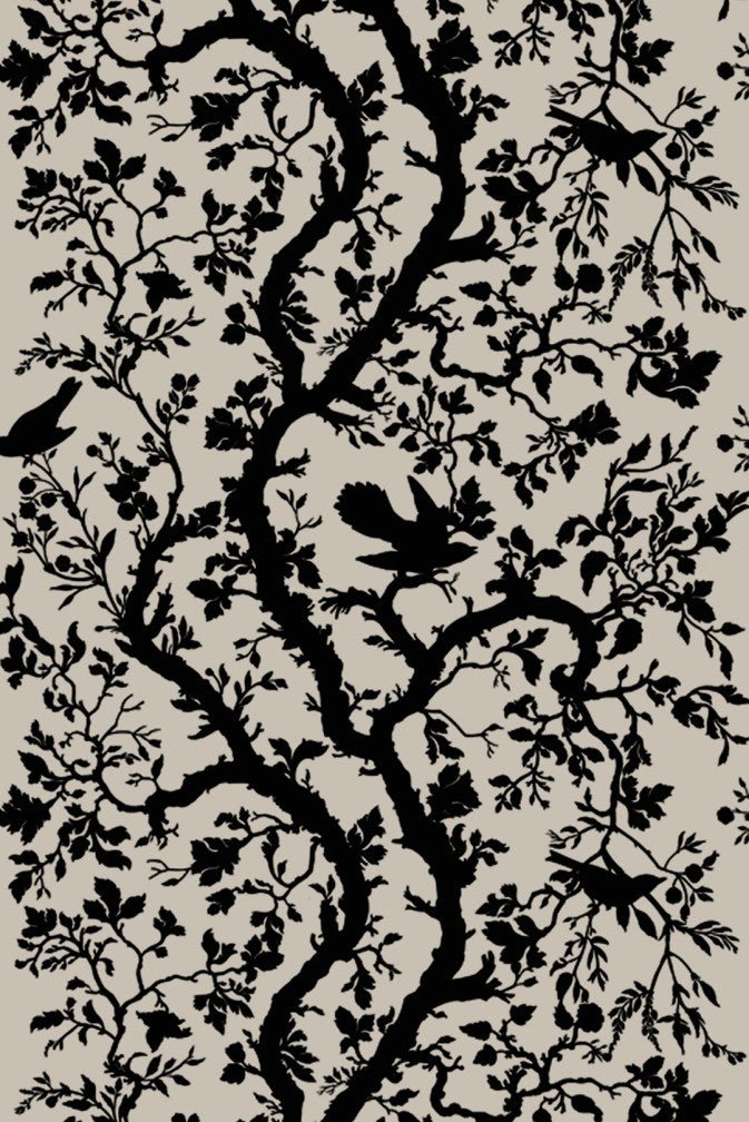 Birdbranch Fabric - Black - Timorous Beasties - BB/1614/02 - Premier Wallcovering