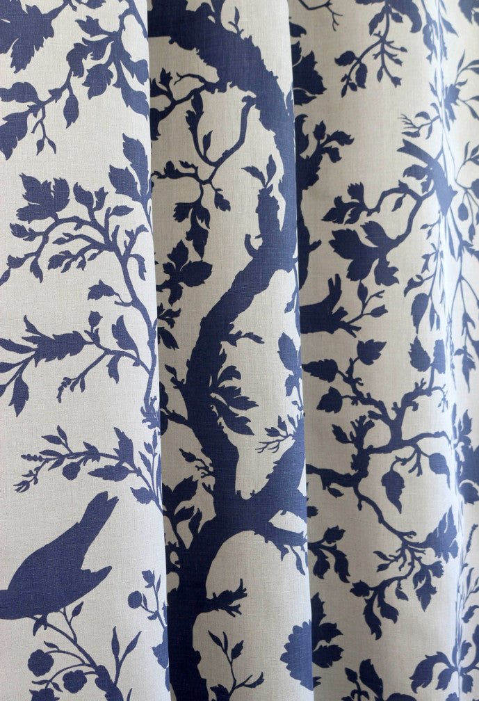 Birdbranch Fabric - Navy Blue - Timorous Beasties - BB/1614/04 - Premier Wallcovering