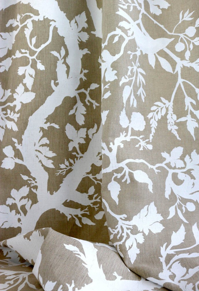 Birdbranch Fabric - White - Timorous Beasties - BB/1614/01 - Premier Wallcovering