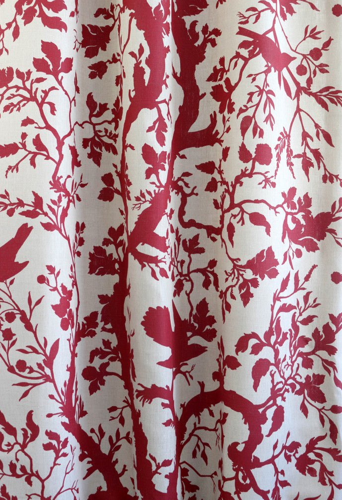 Birdbranch Fabric - Red - Timorous Beasties - BB/1614/05 - Premier Wallcovering