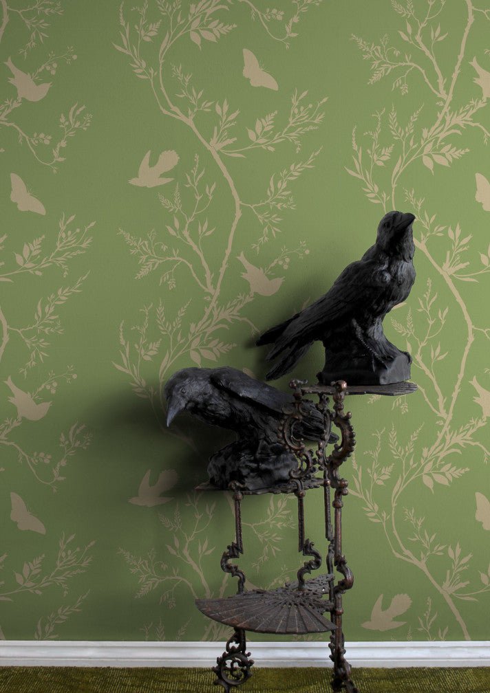 Birdbranch Stripe Wallpaper - Gold Pearl on Kingsburgh - Timorous Beasties - EX/BBS/5002/08 - Premier Wallcovering