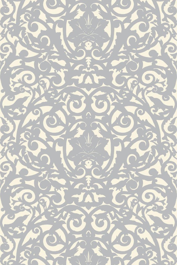 Birdcage Superwide Wallpaper - Silver on Ivory - Timorous Beasties - SWP/BRC/IVY/02 - Premier Wallcovering