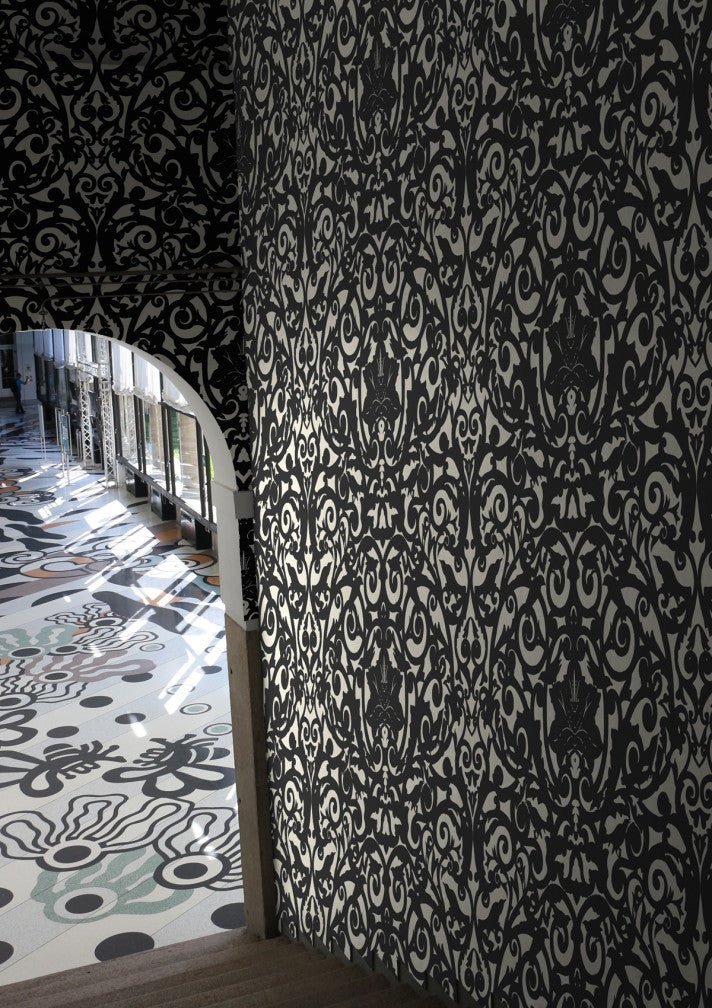 Birdcage Superwide Wallpaper - Black on Ivory - Timorous Beasties - SWP/BRC/IVY/01 - Premier Wallcovering