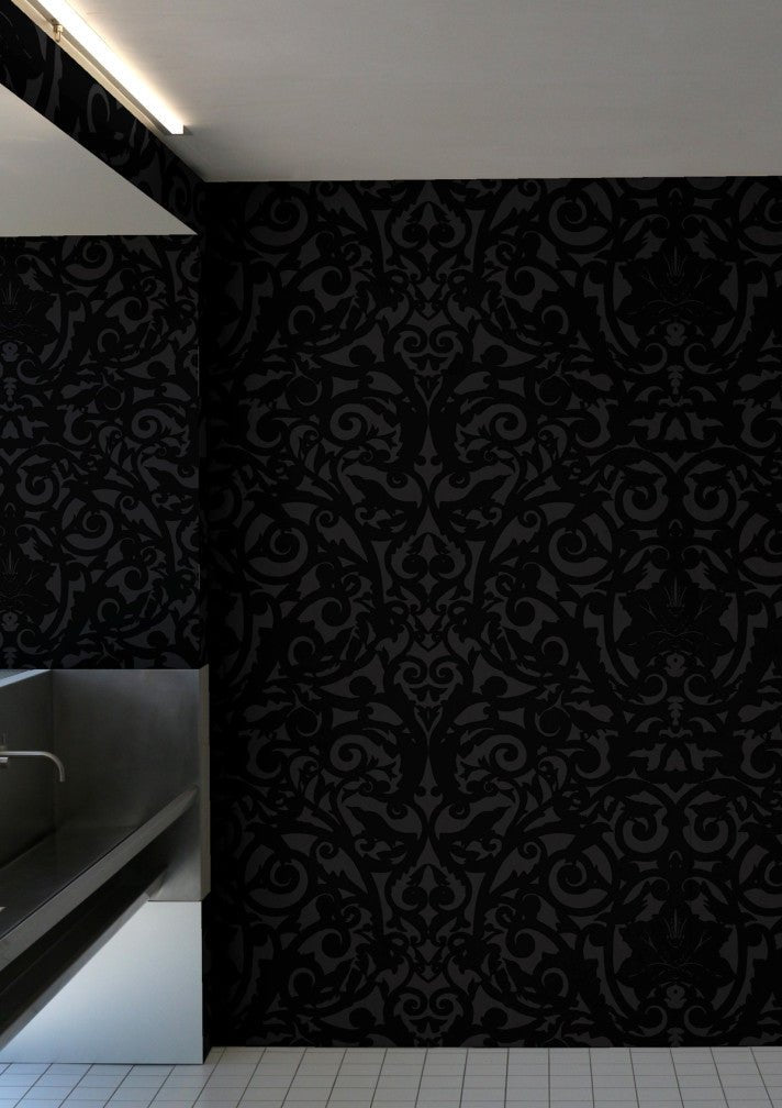 Birdcage Superwide Wallpaper - Black on Black - Timorous Beasties - SWP/BRC/BLK/05 - Premier Wallcovering