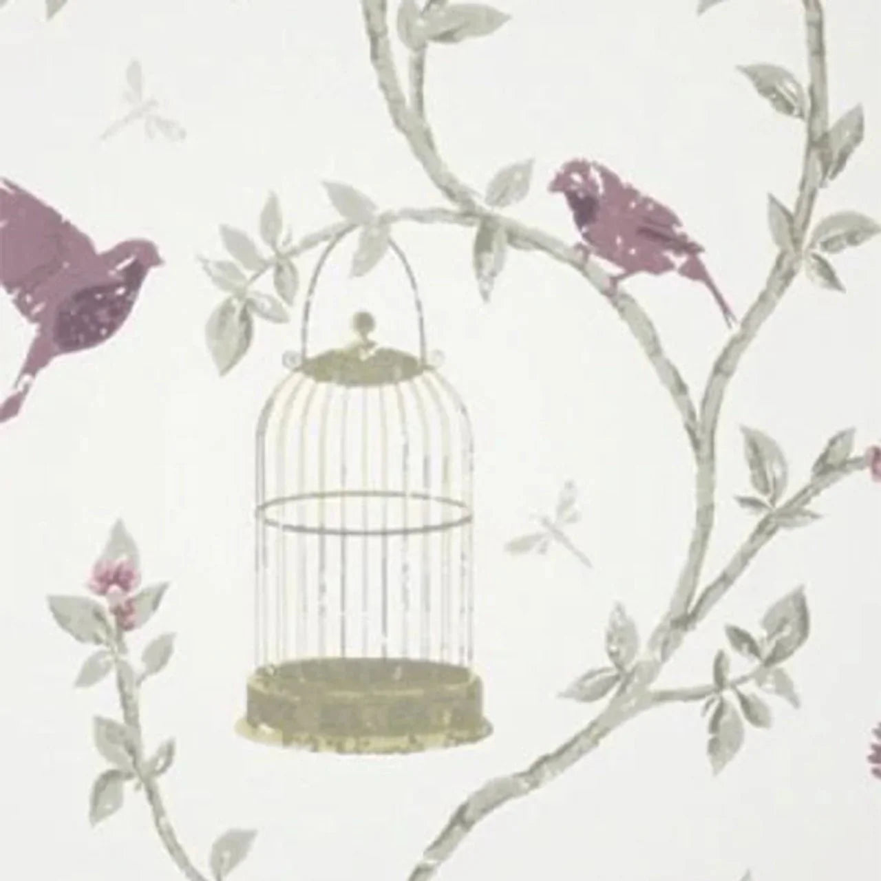 Birdcage Walk Wallpaper - Cream/Purple - Nina Campbell - NCW3770 - 06 - Premier Wallcovering
