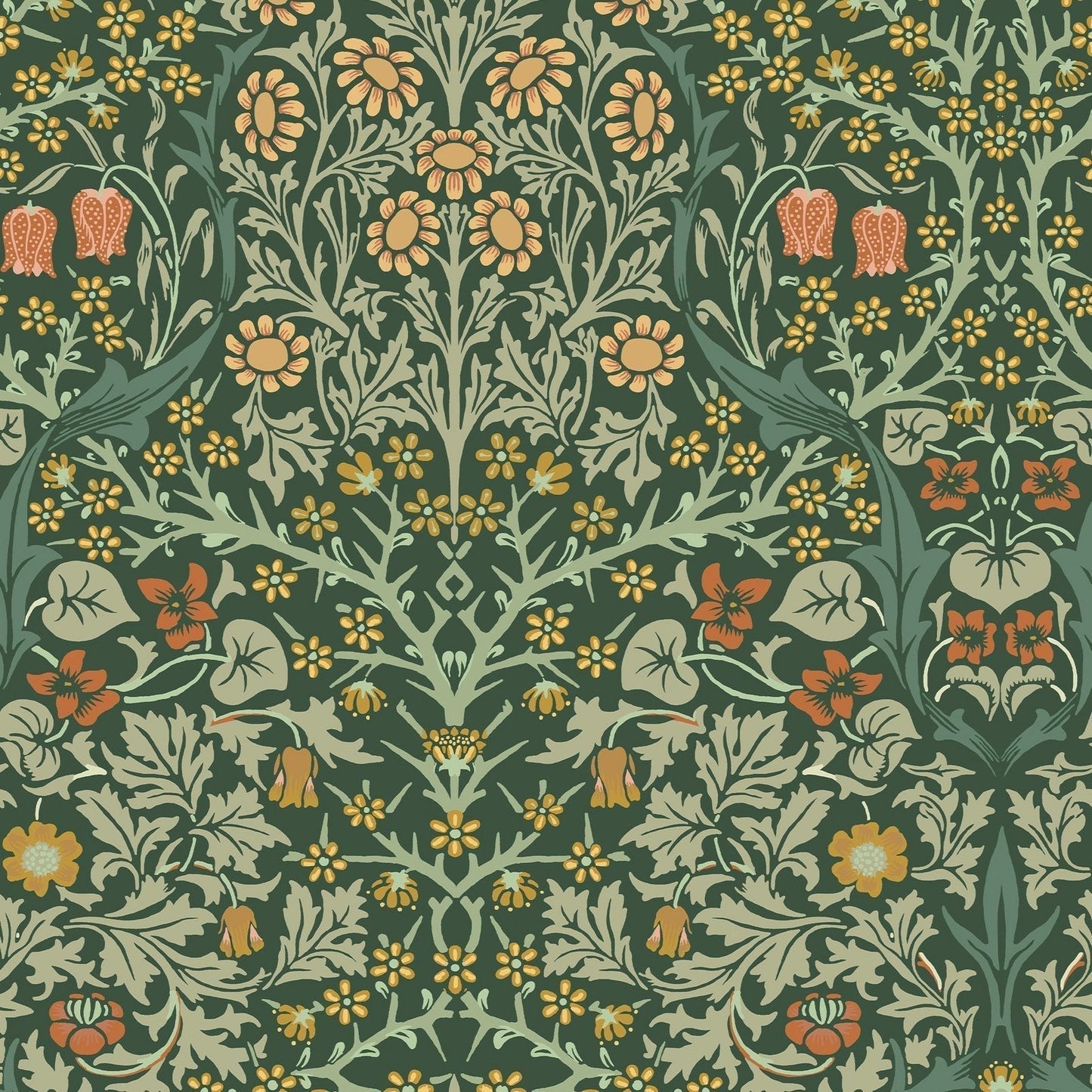 Blackthorn Wallpaper - Deep Green - 124252 - William Morris AH - Premier Wallcovering
