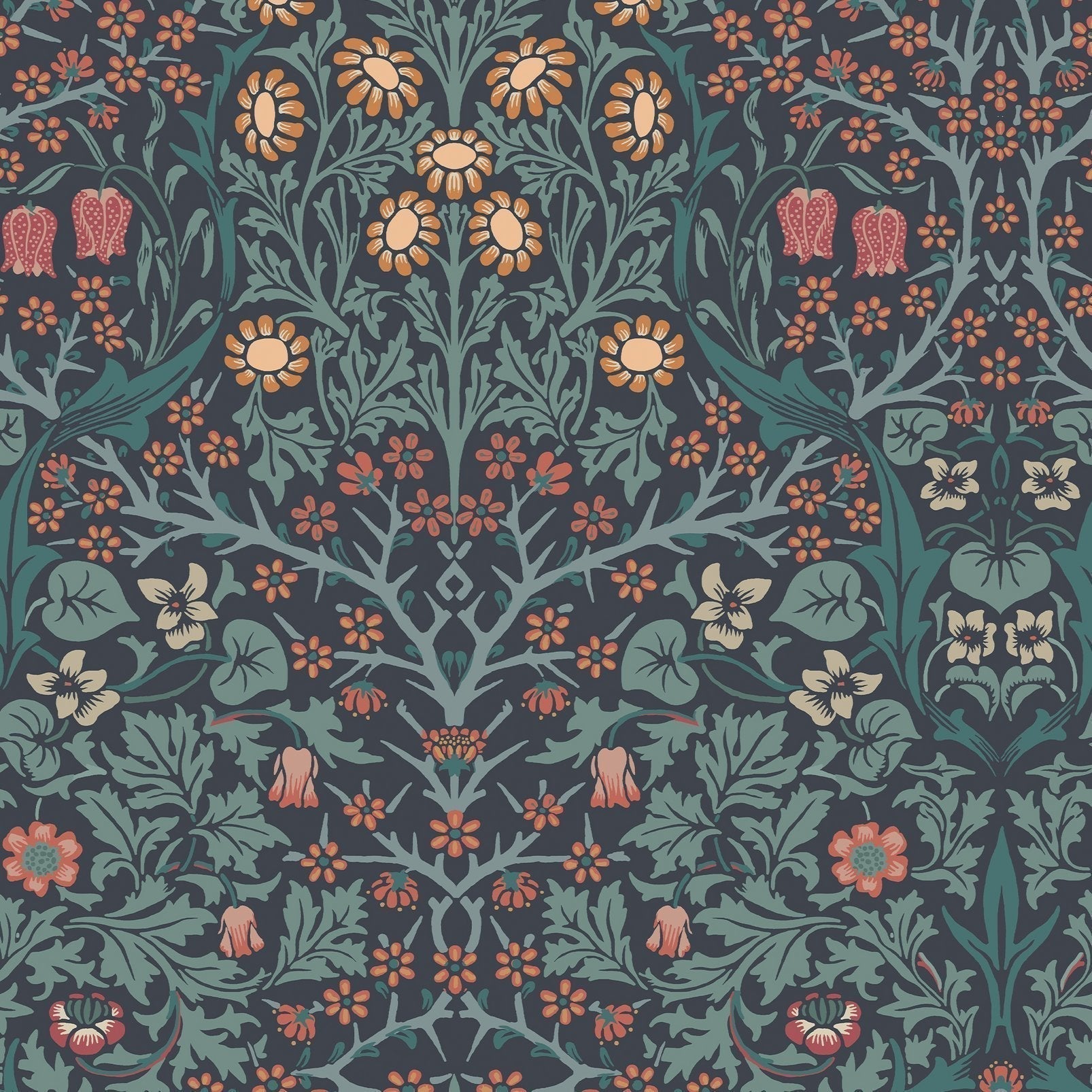 Blackthorn Wallpaper - Navy - 124251 - William Morris AH - Premier Wallcovering