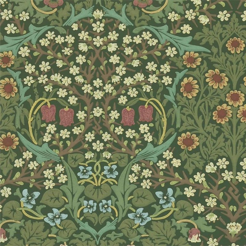 Blackthorn Wallpaper - Green - Morris & Co - DMY1BT10/1 - Morris Wallpaper