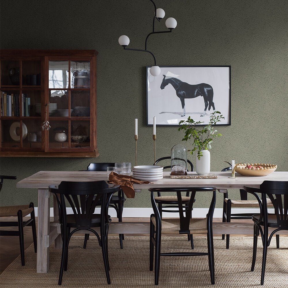 Bladverk Wallpaper - Olive Green - Boråstapeter - 2021 - Premier Wallcovering