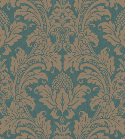 Blake Wallpaper - Metallic Gold on Teal - 94/6031 - Cole & Son - Premier Wallcovering