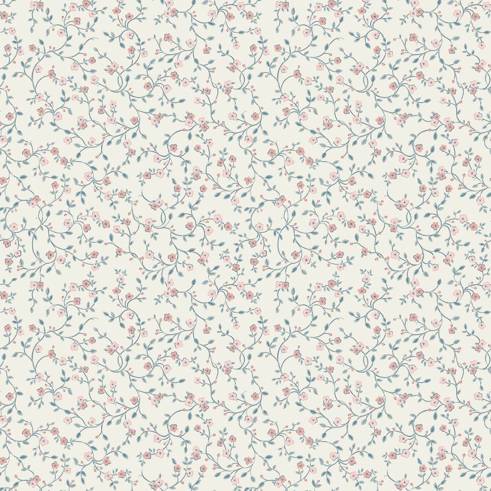 Blencow Sprig Wallpaper - Dark Duck Egg Blue - Laura Ashley - 122749 - Premier Wallcovering