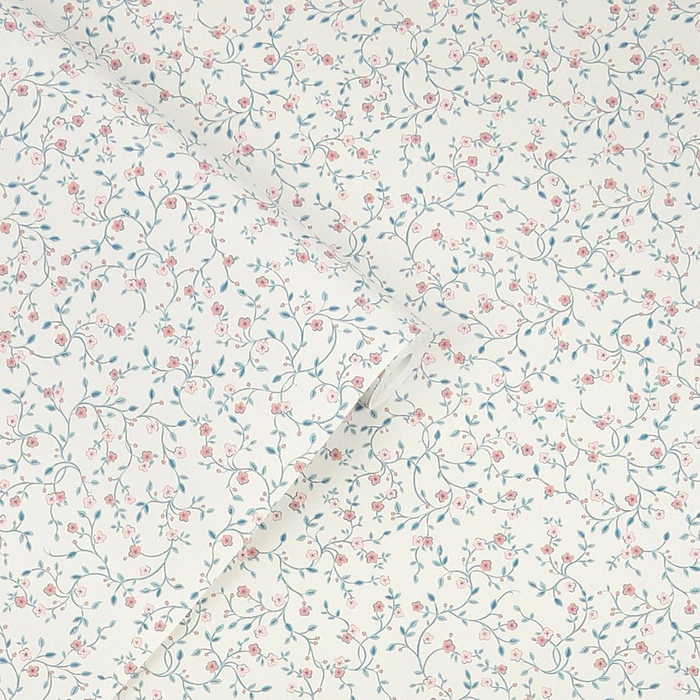 Blencow Sprig Wallpaper - Dark Duck Egg Blue - Laura Ashley - 122749 - Premier Wallcovering